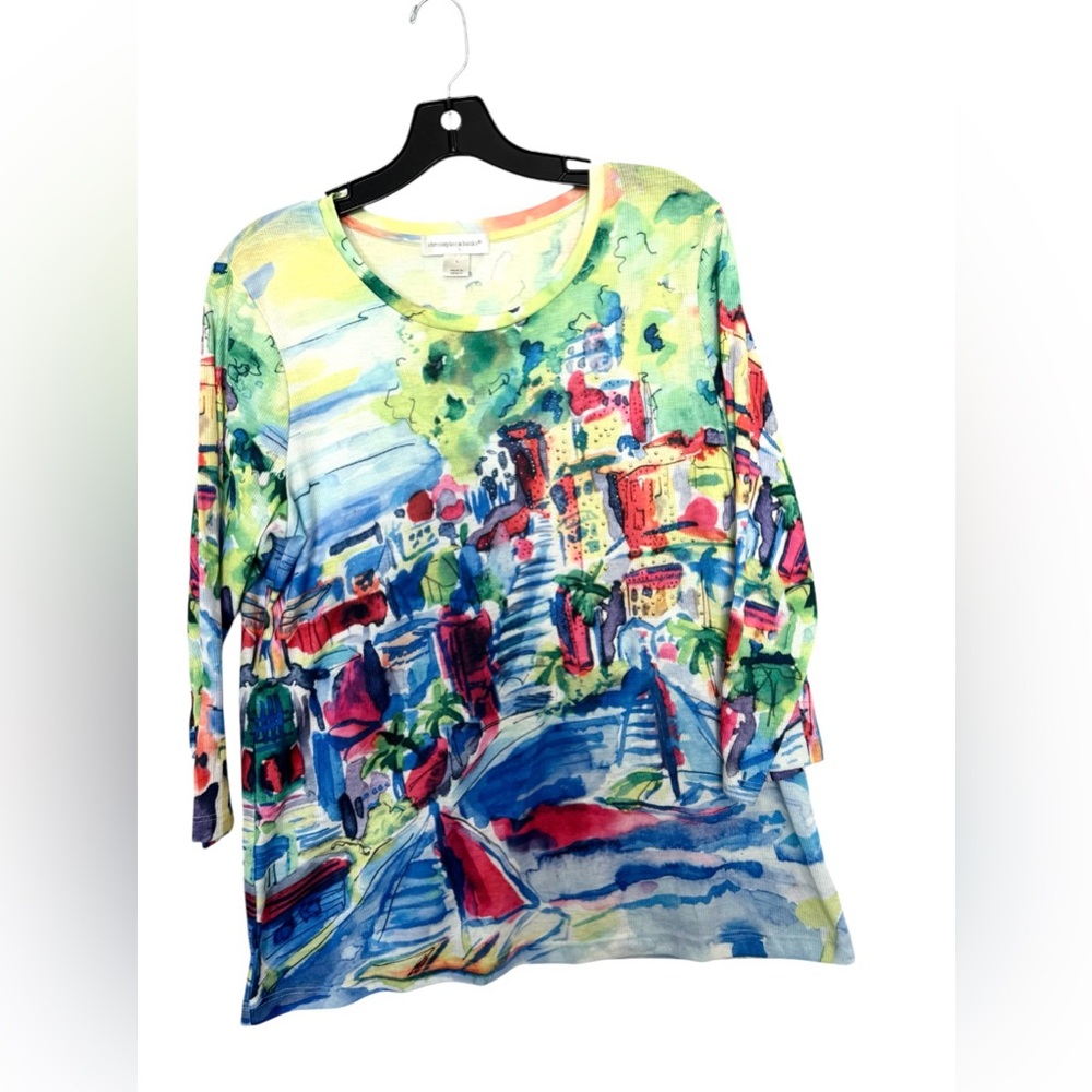 Christopher & Banks Colorful Abstract Print Women's Top Size Large